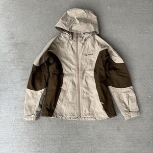 Aigle Women's Hooded Outdoor Hiking Jacket Beige Brown Size L Waterproof Style